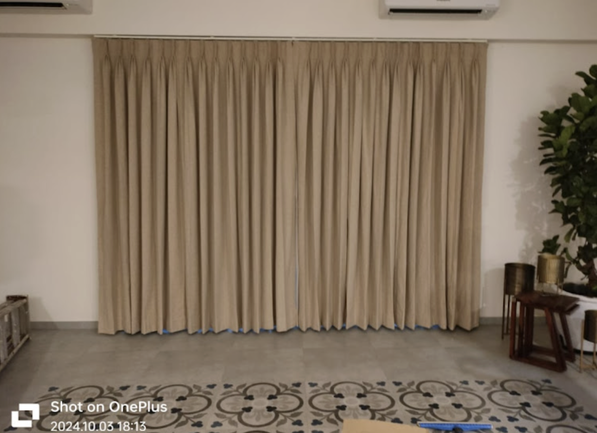 Solid Beige Pinch Pleat Curtains