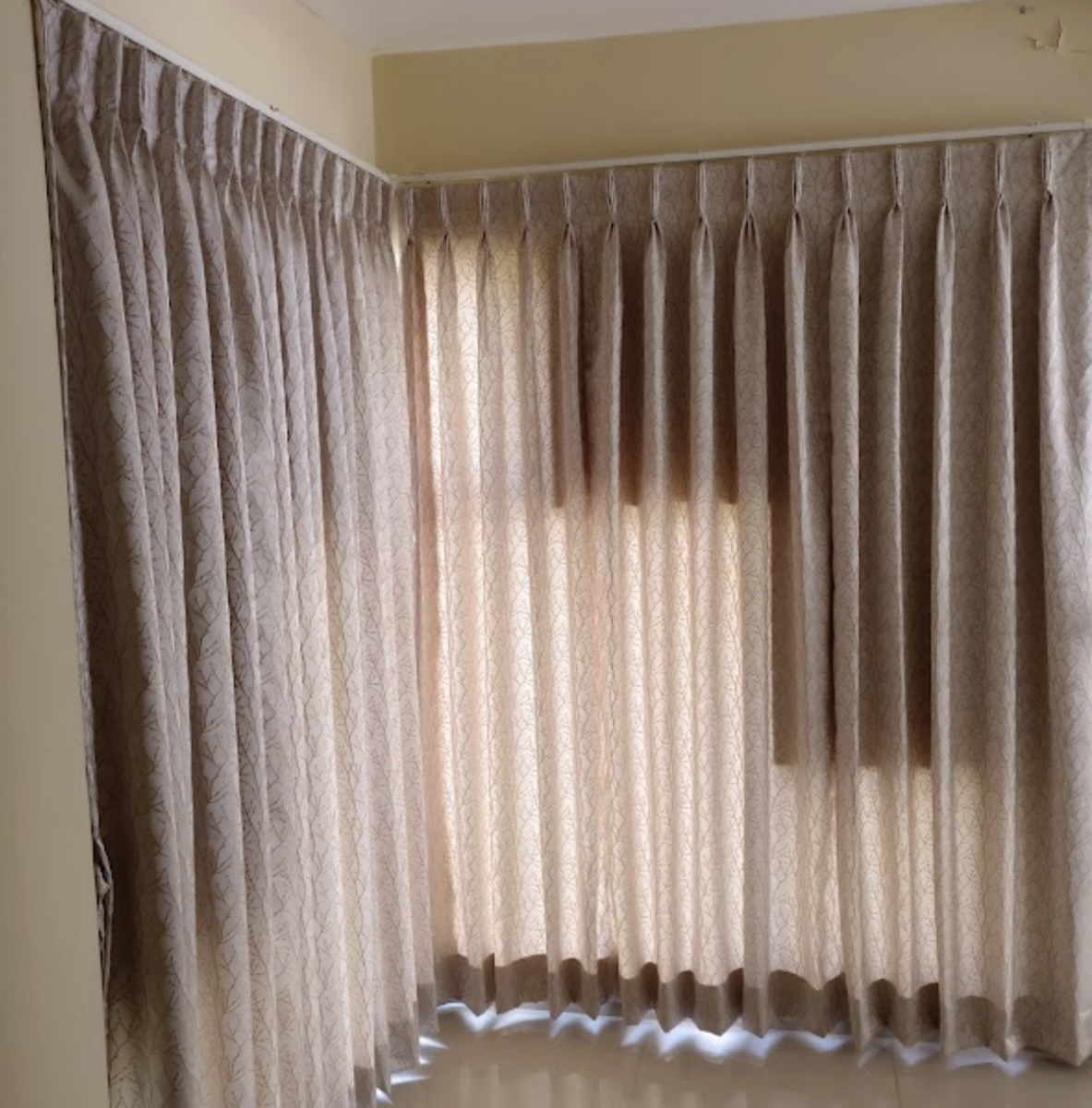 Branch Patterned Corner Window Curtains