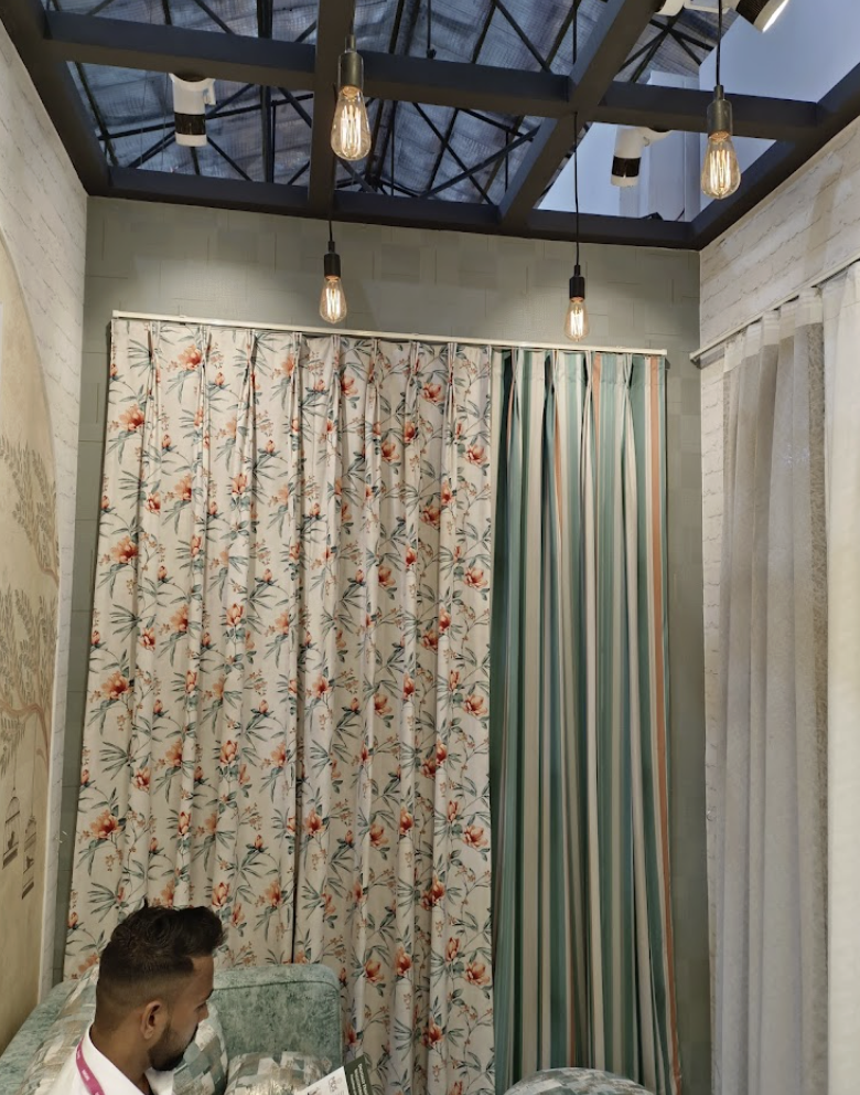 Floral Pinch Pleat and Striped Curtains