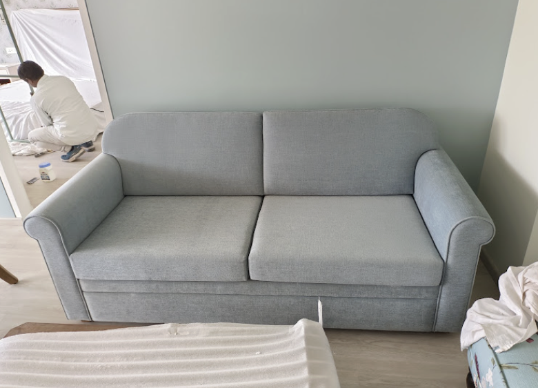 Light Blue Upholstered 2-Seater Sofa