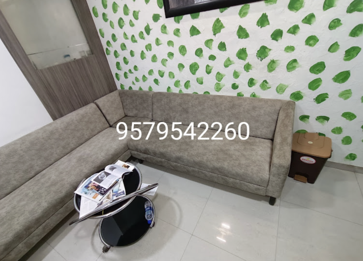Beige Upholstered L-Shaped Corner Sofa