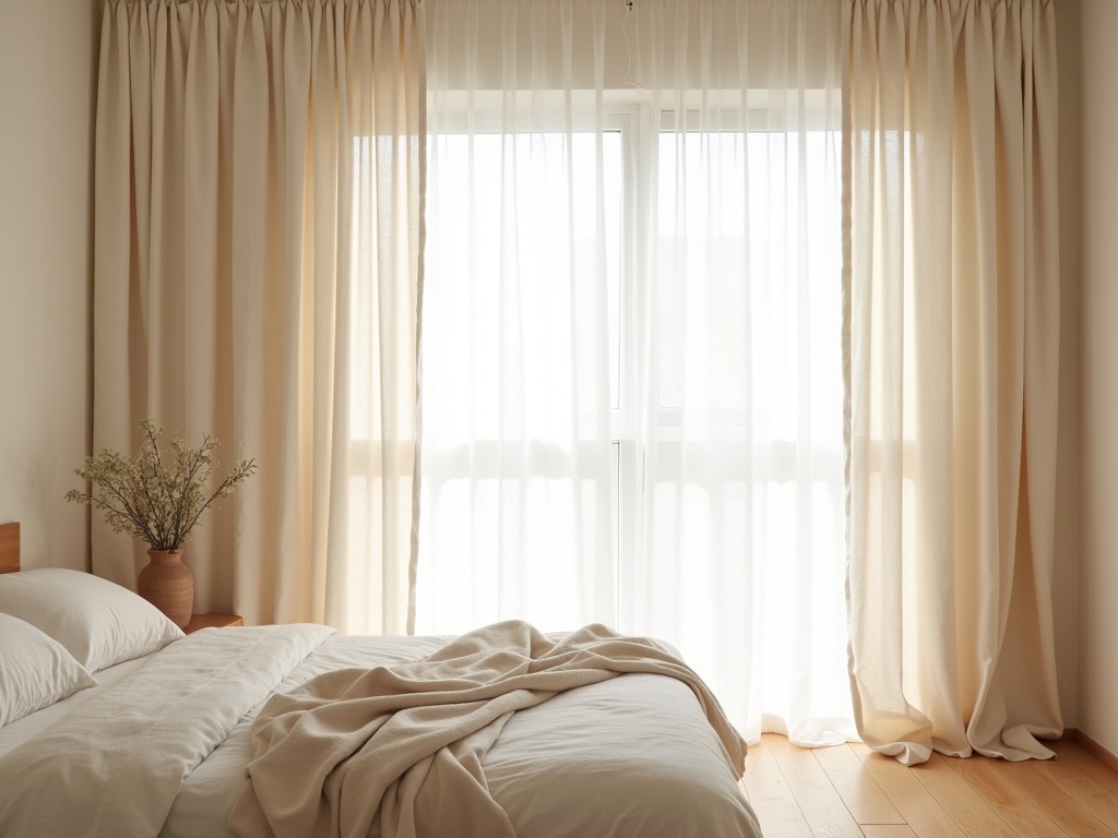 Linen Curtains in Master Bedroom