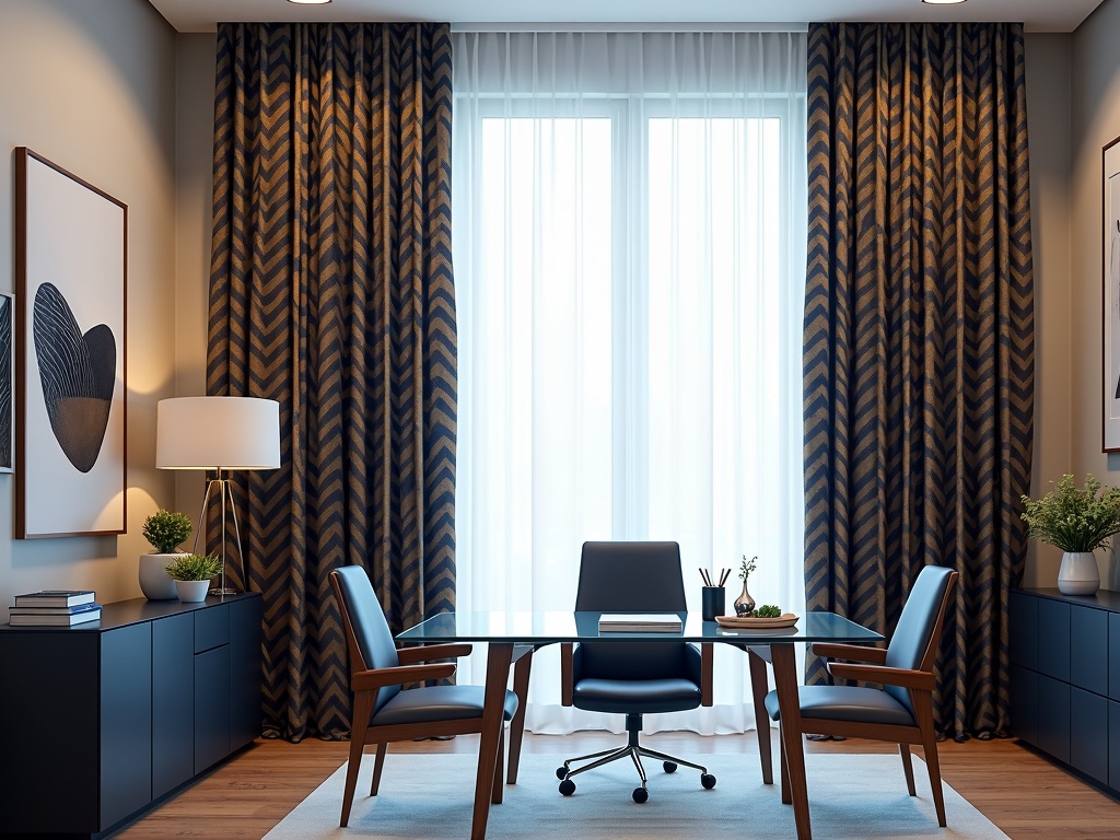 Printed Curtains in Executive Office