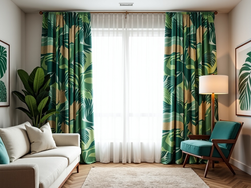 Printed Curtains in Living Room