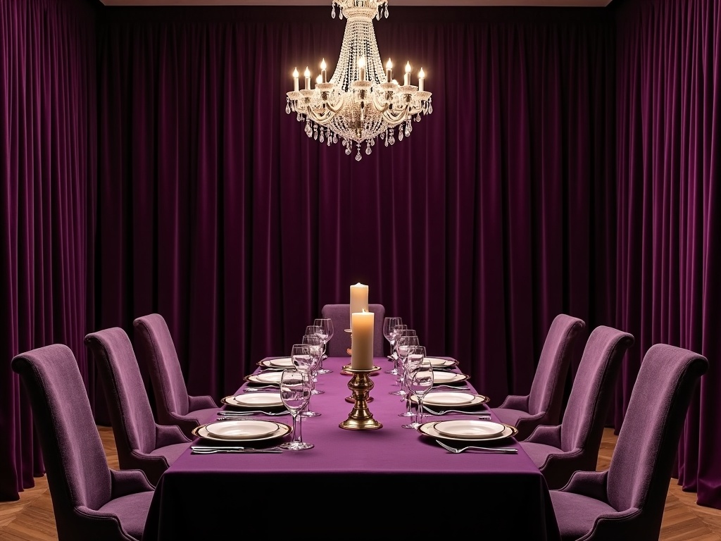 Velvet Curtains in Dining Room