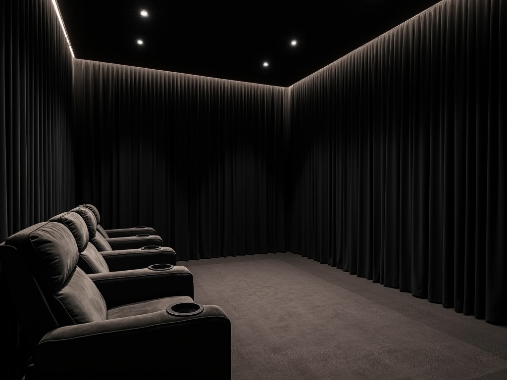 Velvet Curtains in Home Cinema
