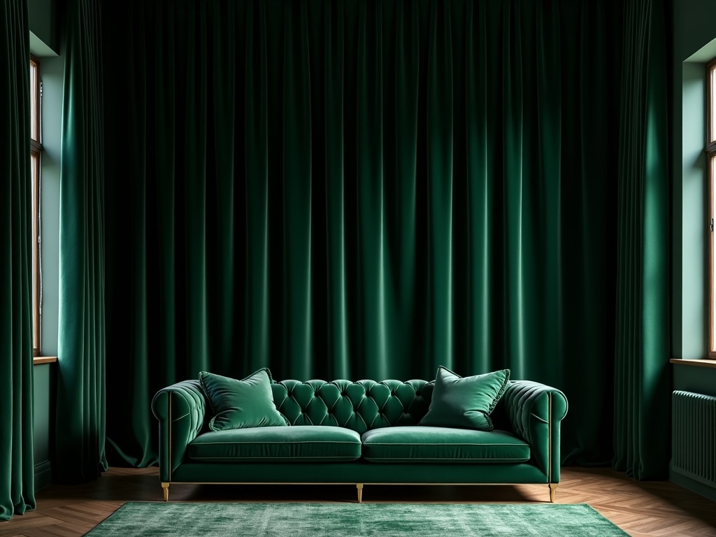 Velvet Curtains in Living Room